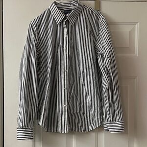 Chaps Black and White Striped Dress Shirt